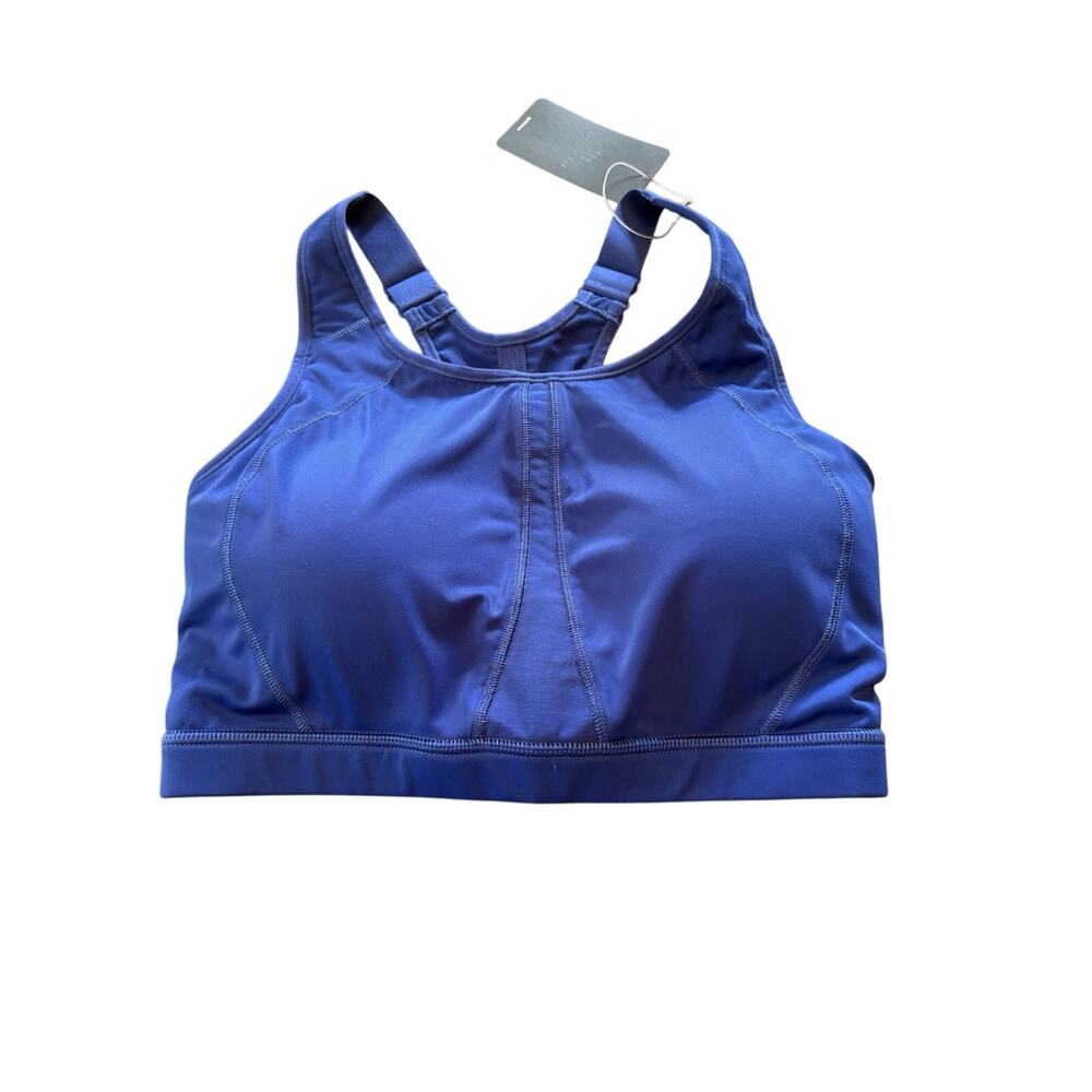 SYROKAN Women's 32DD Blue Sports Bra High Impact Racerback Wirefree Padded